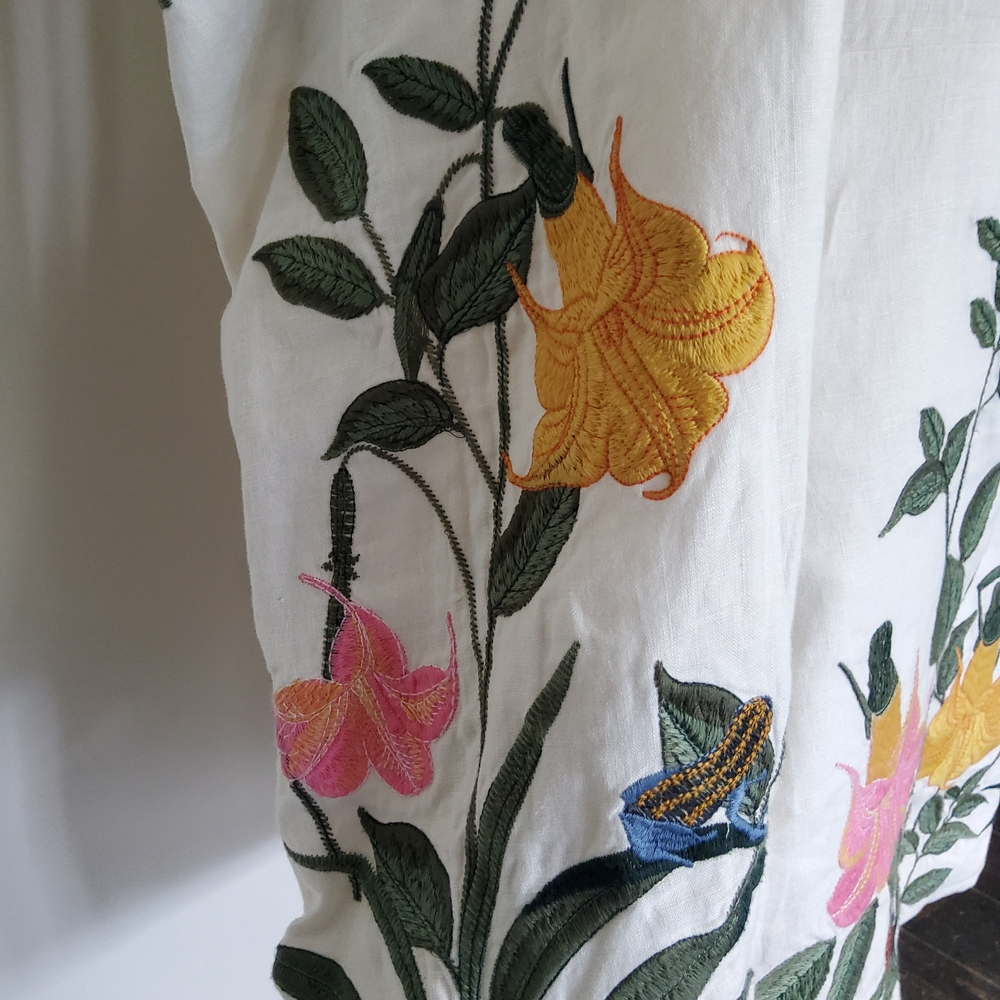 Agua by Agua Bendita Guaba Ranas Embroidered Linen Statement Dress - Picture 5 of 15
